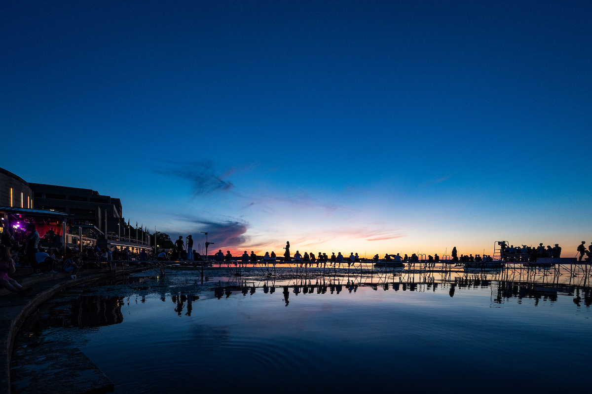 Decorative campus photo of sunset at Union dock.